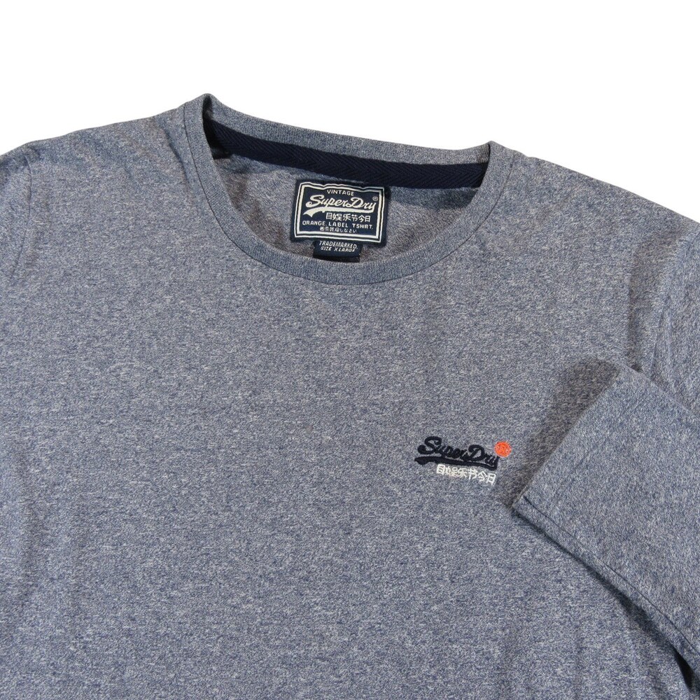 Superdry Mens Long Sleeve T Shirt XL (Fits Small ) Gray Heathered Cotton Logo